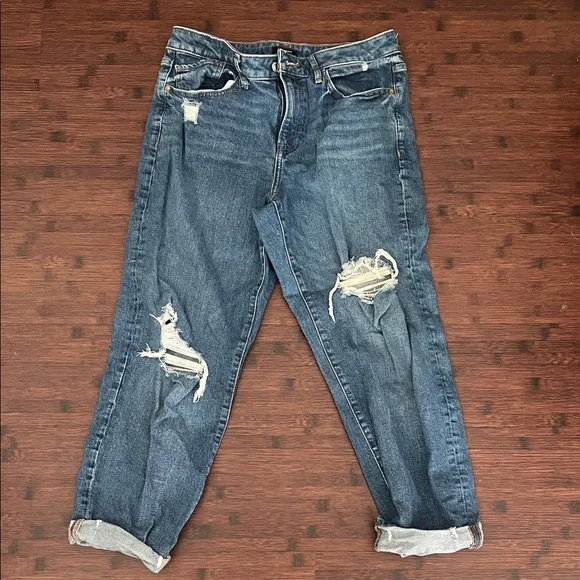 Express Blue Distressed Boyfriend Jeans - Picture 5 of 6